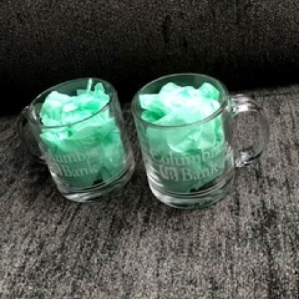 Columbia Bank glass mugs